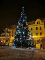 Pracovníci městských služeb ozdobili vánoční stromy 